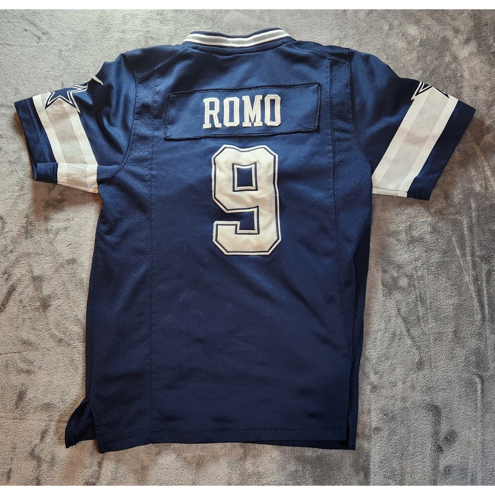 Dallas Cowboy Jersey Boys Small Blue Nike On Field Tony Romo #9 NFL Football
